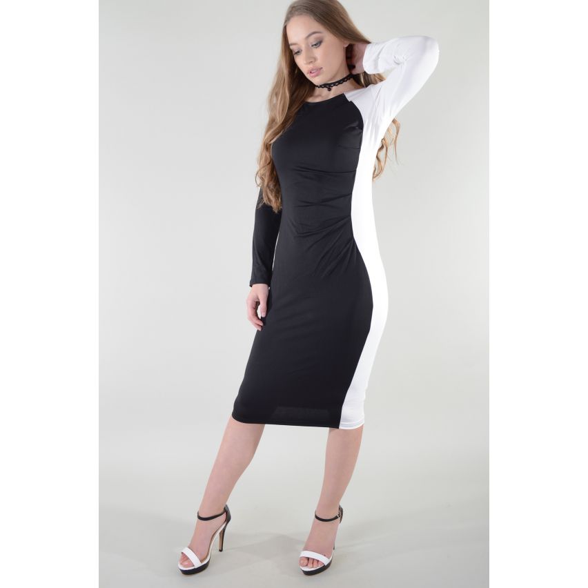 Lovemystyle Black and White Contrasting Pencil Dress - SAMPLE