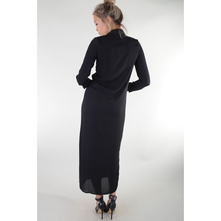 Lovemystyle Sheer Maxi Shirt Dress With Button Down Front