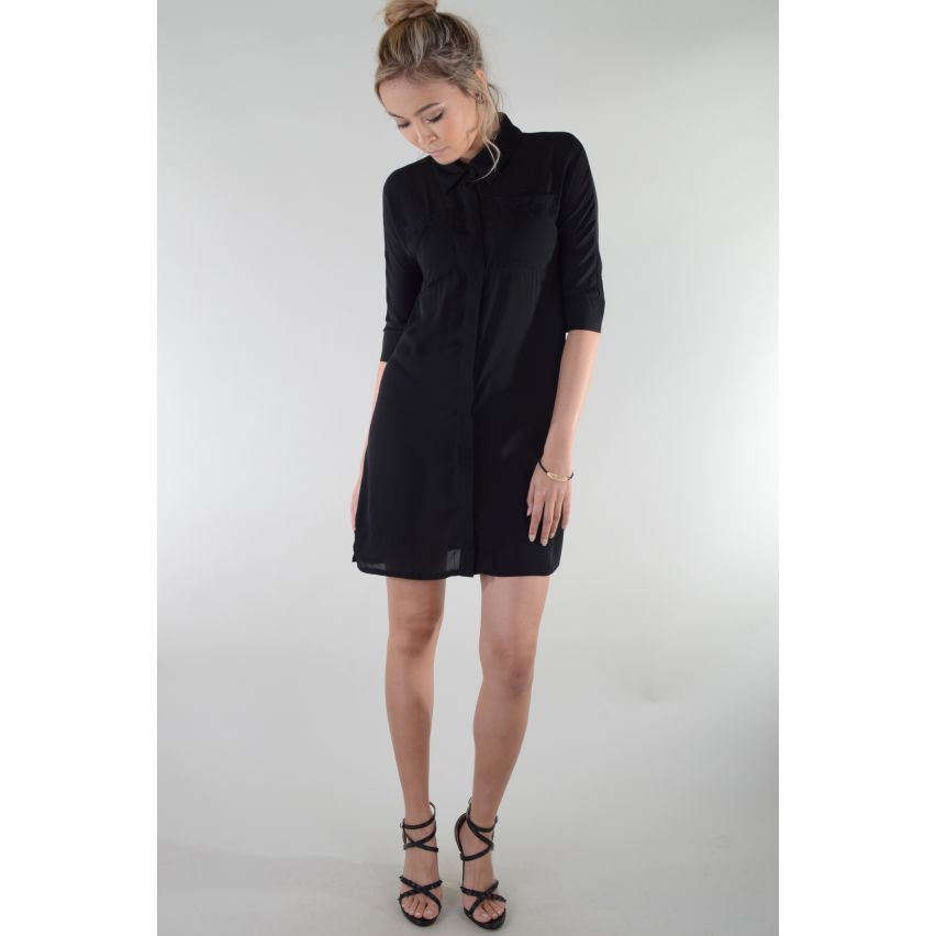 Lovemystyle Button Down Shirt Dress With Collar - SAMPLE