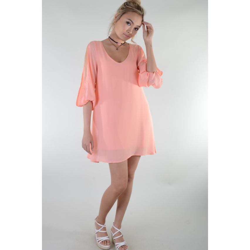 Lovemystyle Oversized Balloon Sleeve Bright Pink Dress - SAMPLE