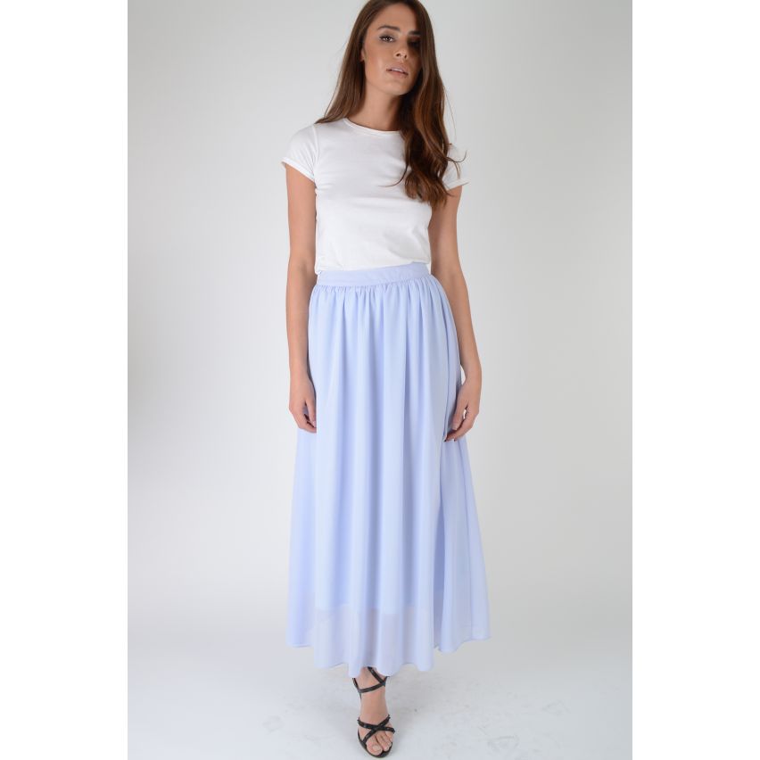 Lovemystyle lumière bleu Midi taille haute jupe