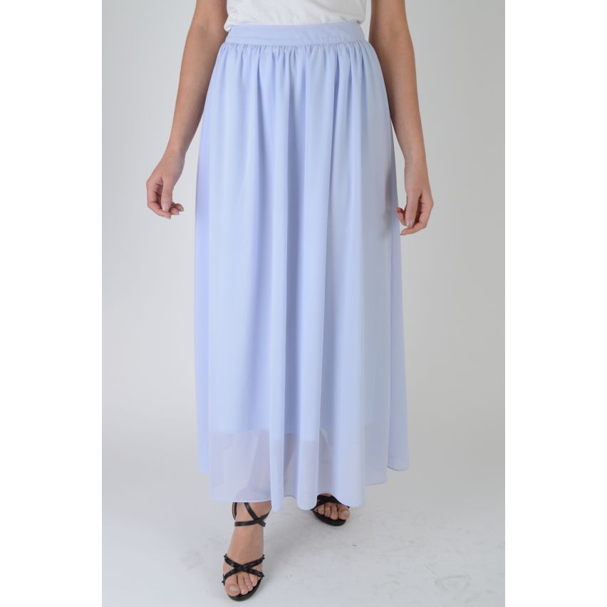Falda Midi de talle alto azul de luz Lovemystyle