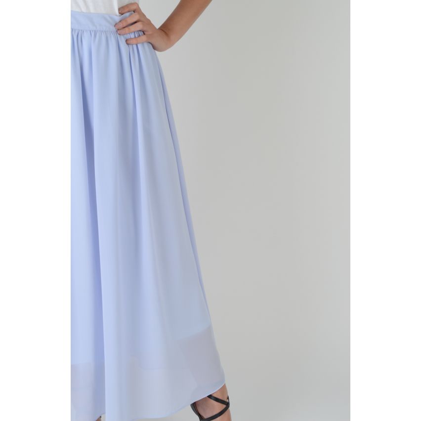 Falda Midi de talle alto azul de luz Lovemystyle