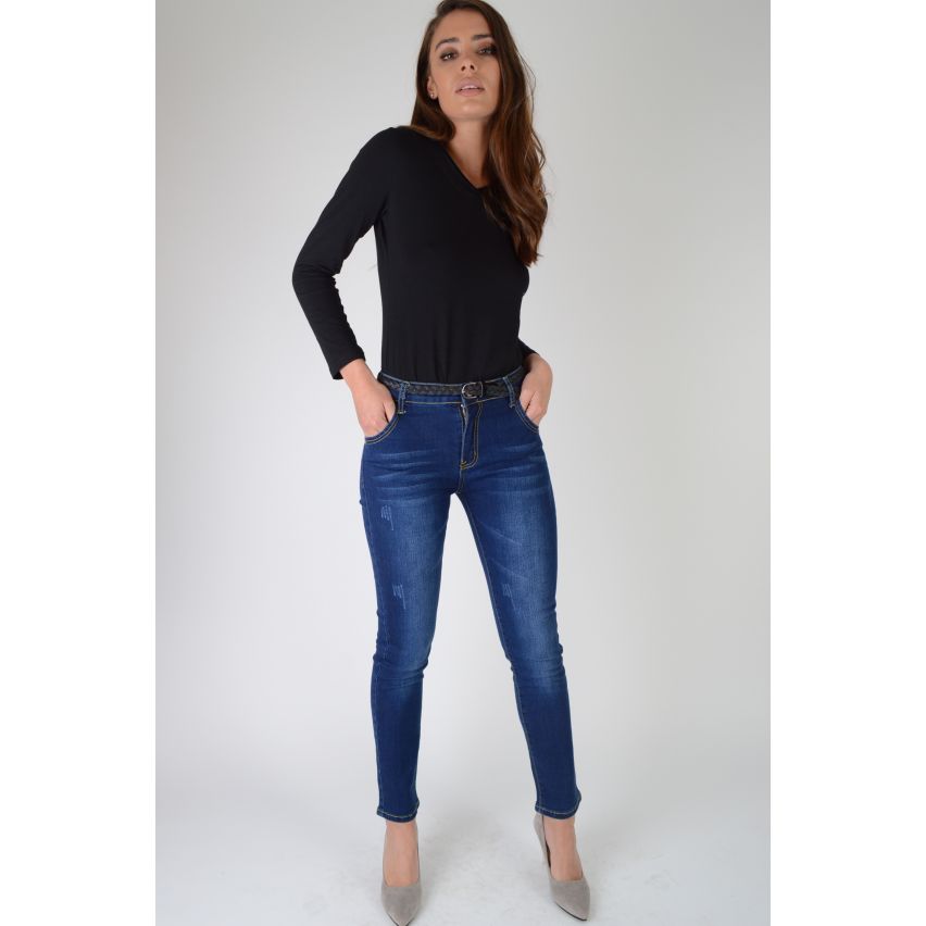 Lovemystyle Blue Denim lage taille Skinny Jeans