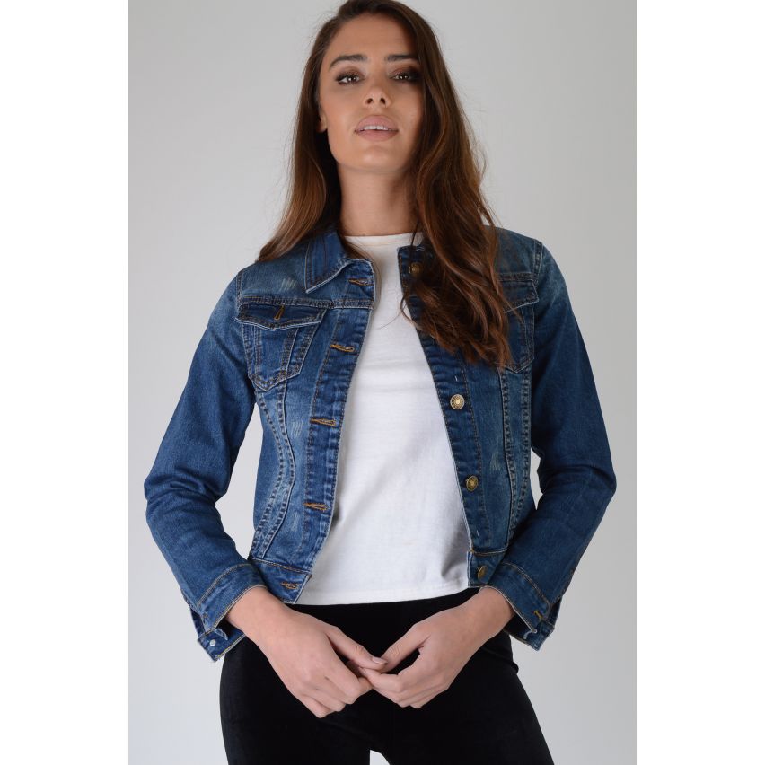 Lovemystyle classico dotato di giacca di jeans blu indaco - campione