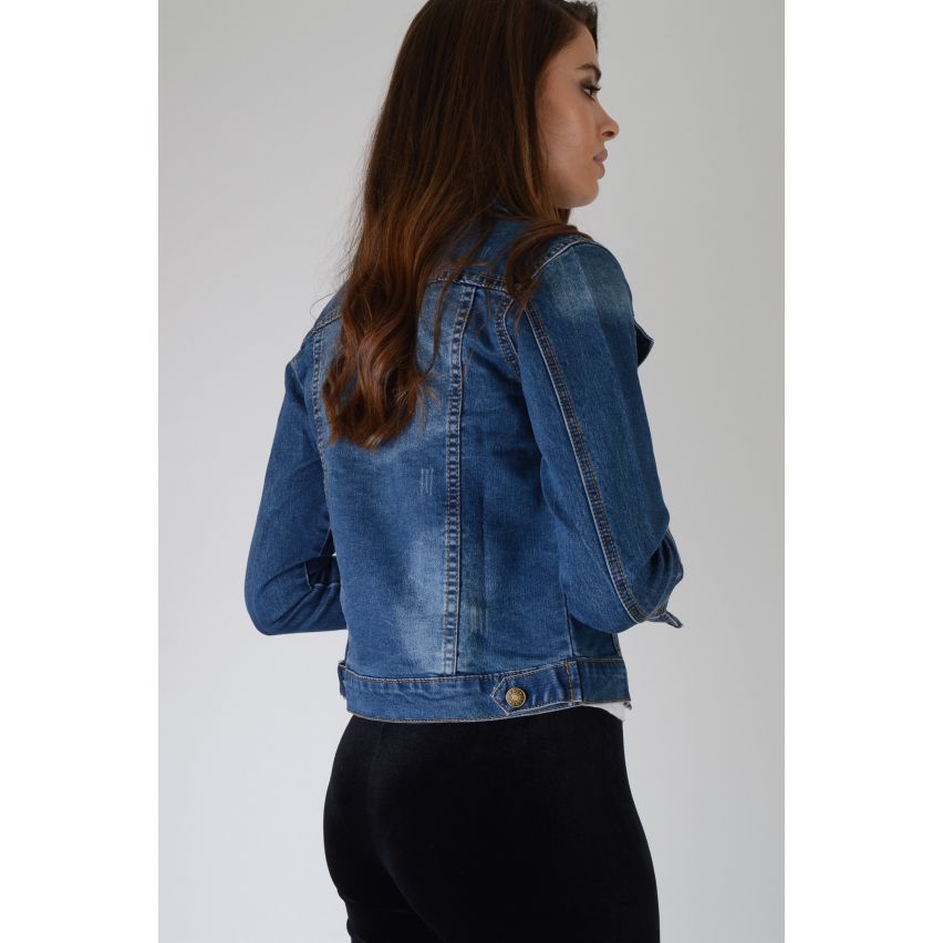 Lovemystyle Classic uitgerust Indigo blauw Denim jasje - monster