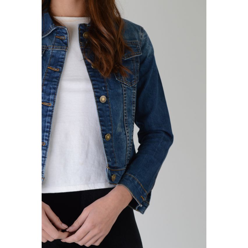 Lovemystyle Classic uitgerust Indigo blauw Denim jasje - monster