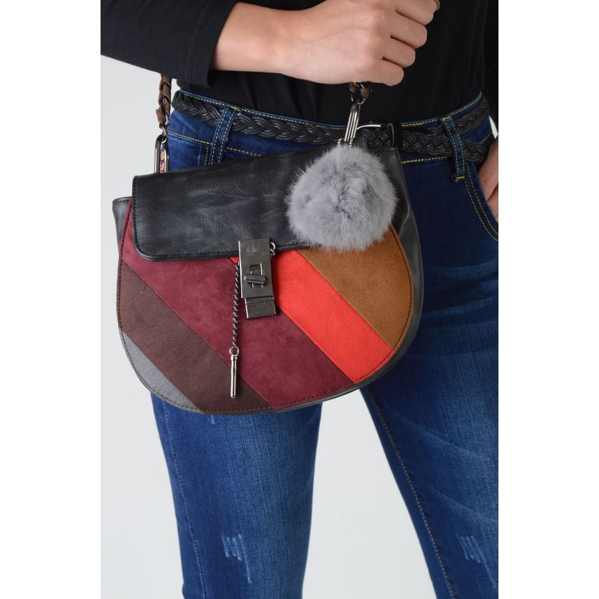 LMS couleur bloc daim sac avec détail de Pom Pom