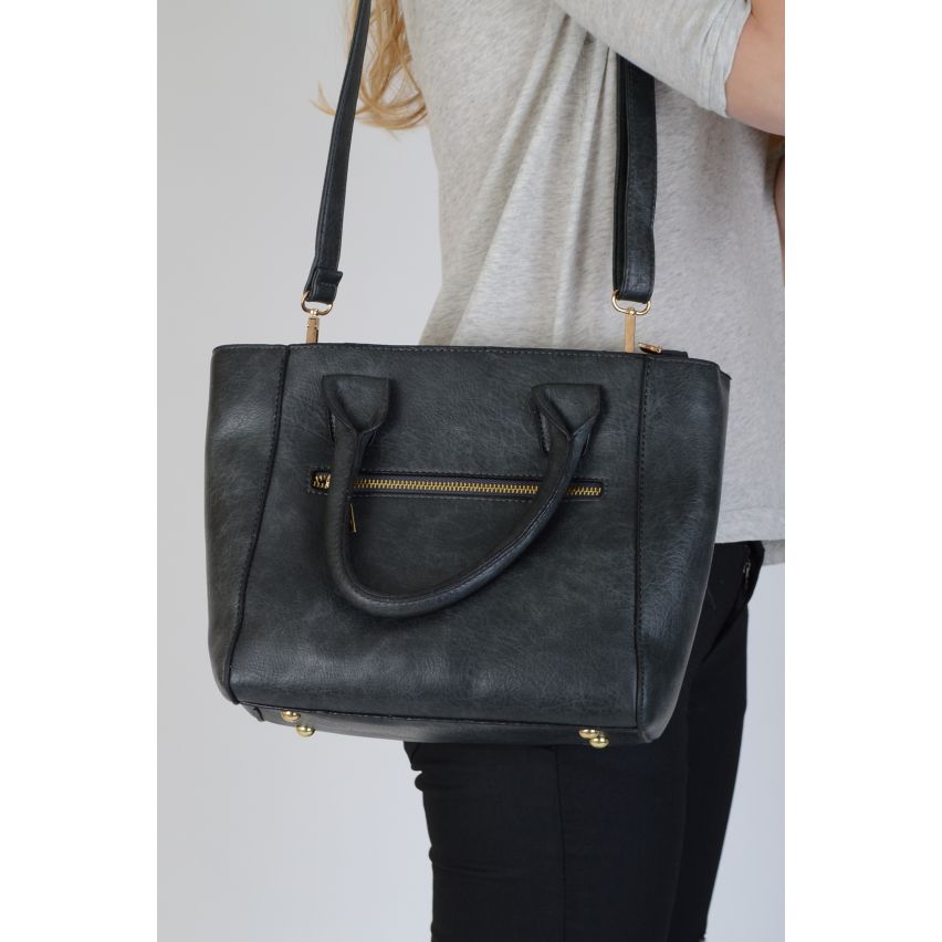 Lovemystyle dunkel grau Kunstleder Tasche mit Reißverschluss