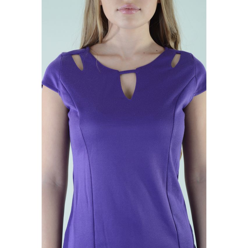 Lovemystyle púrpura equipado lápiz vestido Cut-out - muestra