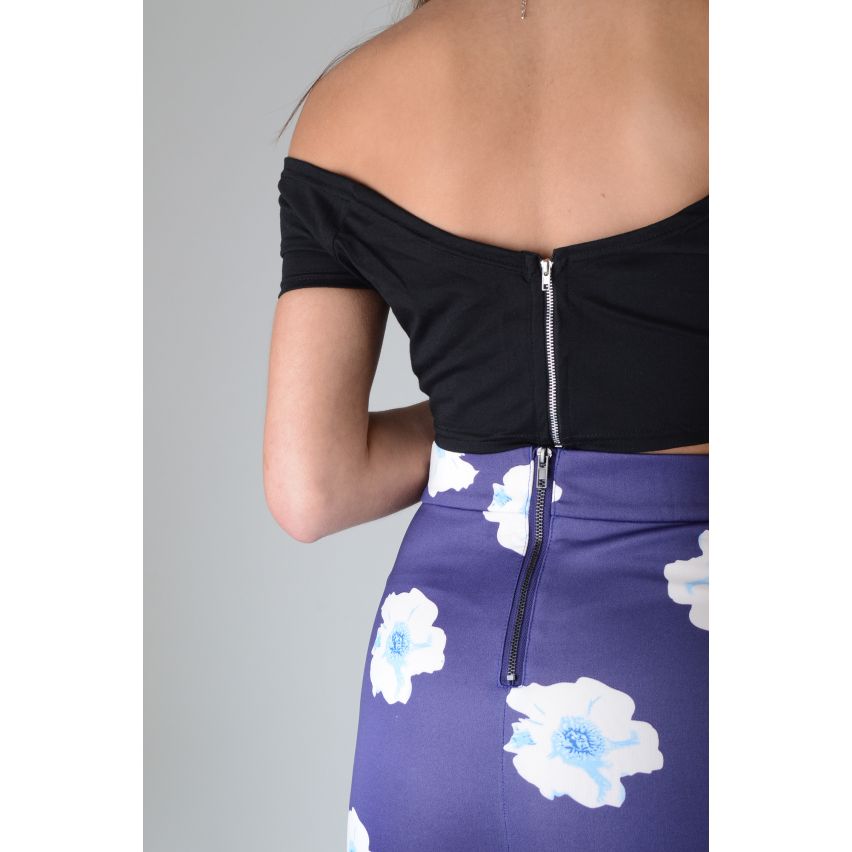 Lovemystyle Basic Off Shoulder kort ärm gröda topp i svart - prov