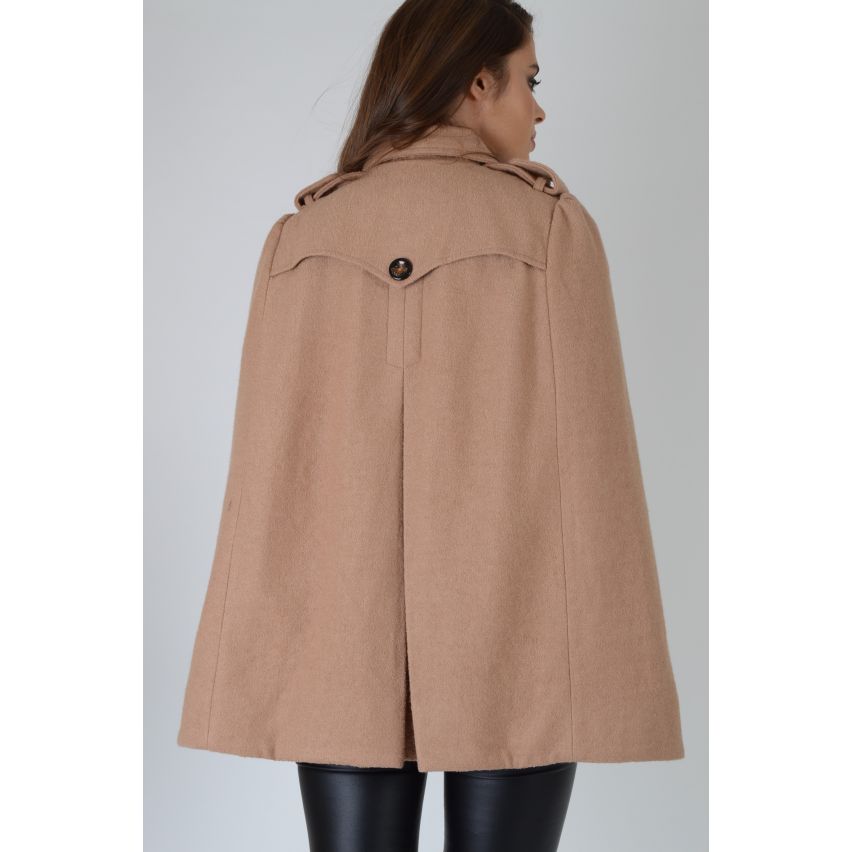 Lovemystyle Beige Wool Trench Coat With Split Sleeves - SAMPLE