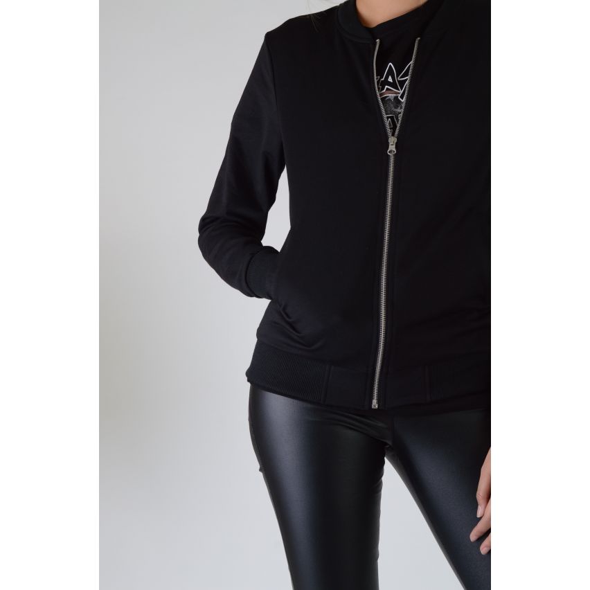 Lovemystyle Black Bomber-Jacke mit Reißverschluss Details