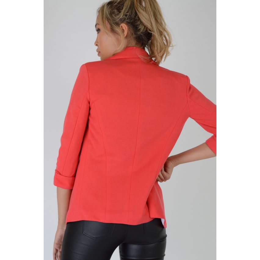 Lovemystyle-koraal roze Blazer vest met gebogen zoom