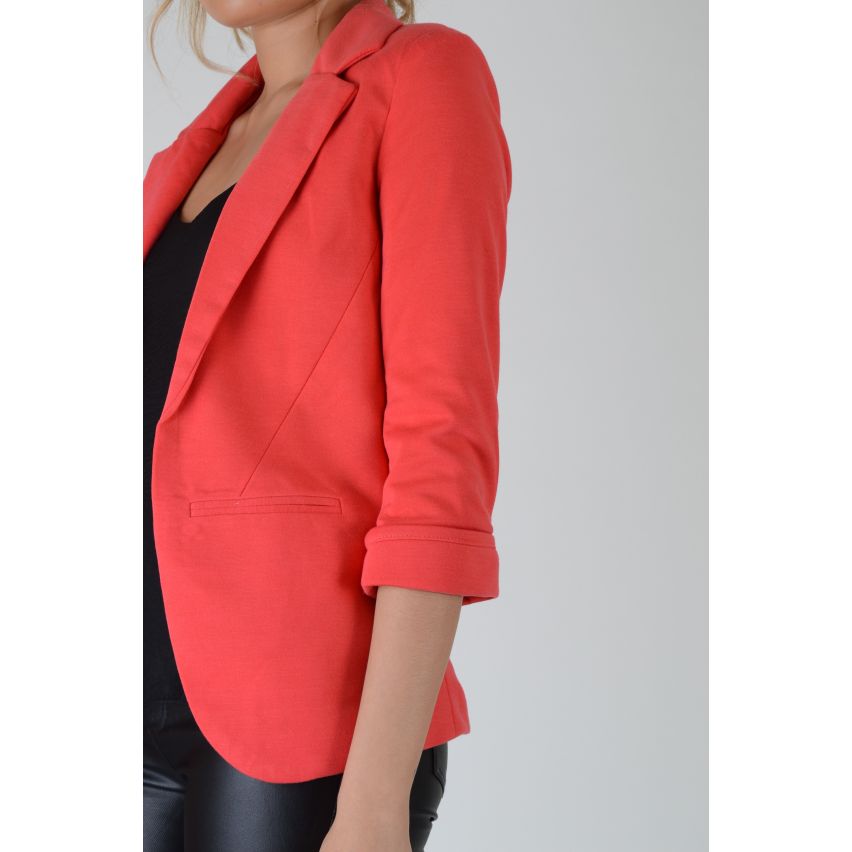 Lovemystyle-koraal roze Blazer vest met gebogen zoom