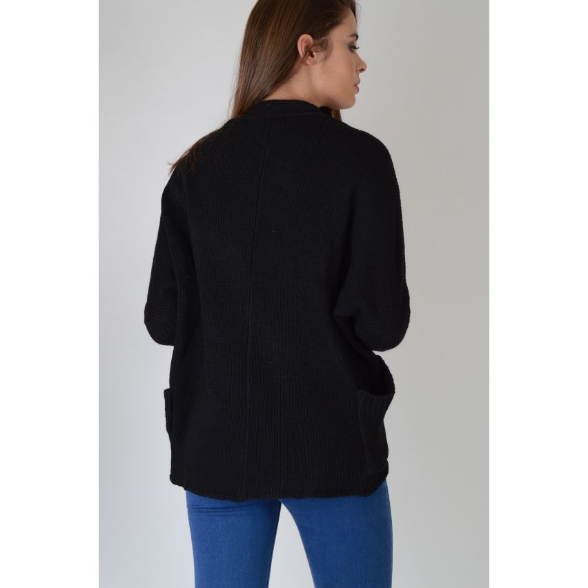 Lovemystyle tjock vattenfall Cardigan i Jet Black