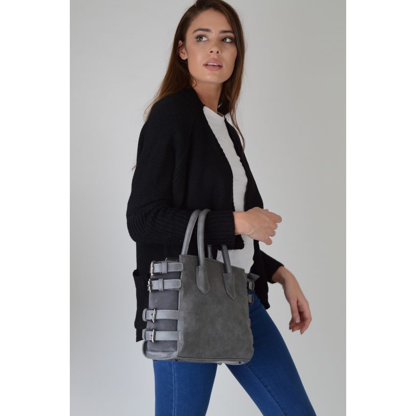 Lovemystyle grau Handtasche mit Schnallen Detail