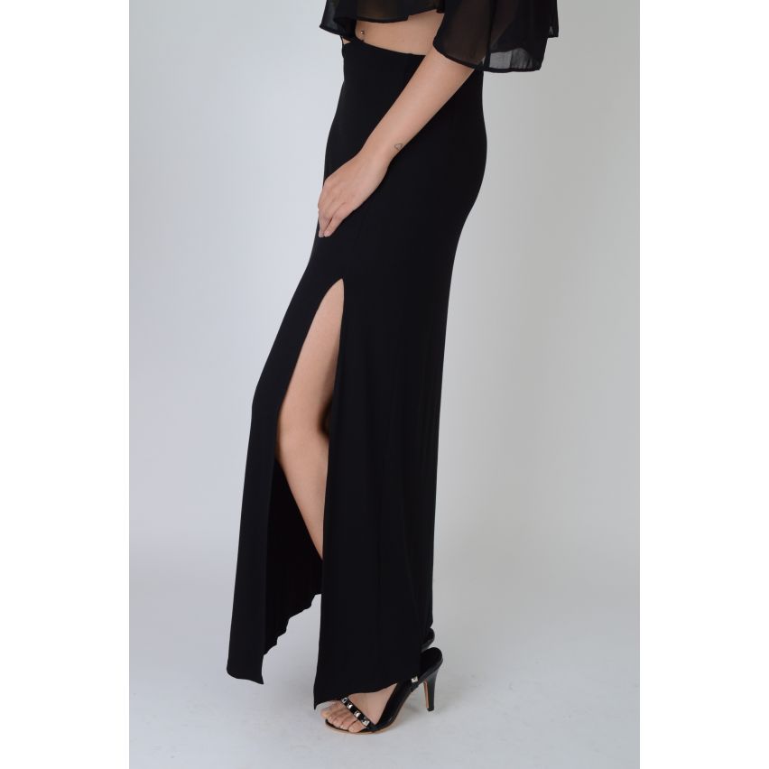 Lovemystyle zwarte Maxi rok met dubbele kant Split