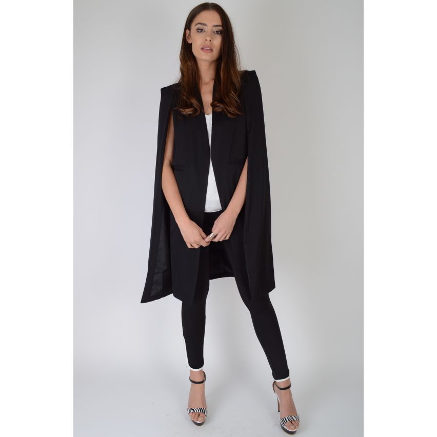 Lovemystyle elegante Blazer negro con abertura del cabo manga