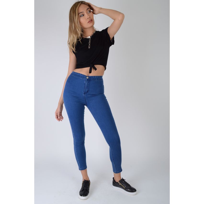 Lovemystyle Black T-Shirt kurzes Oberteil mit vorderen Krawatte
