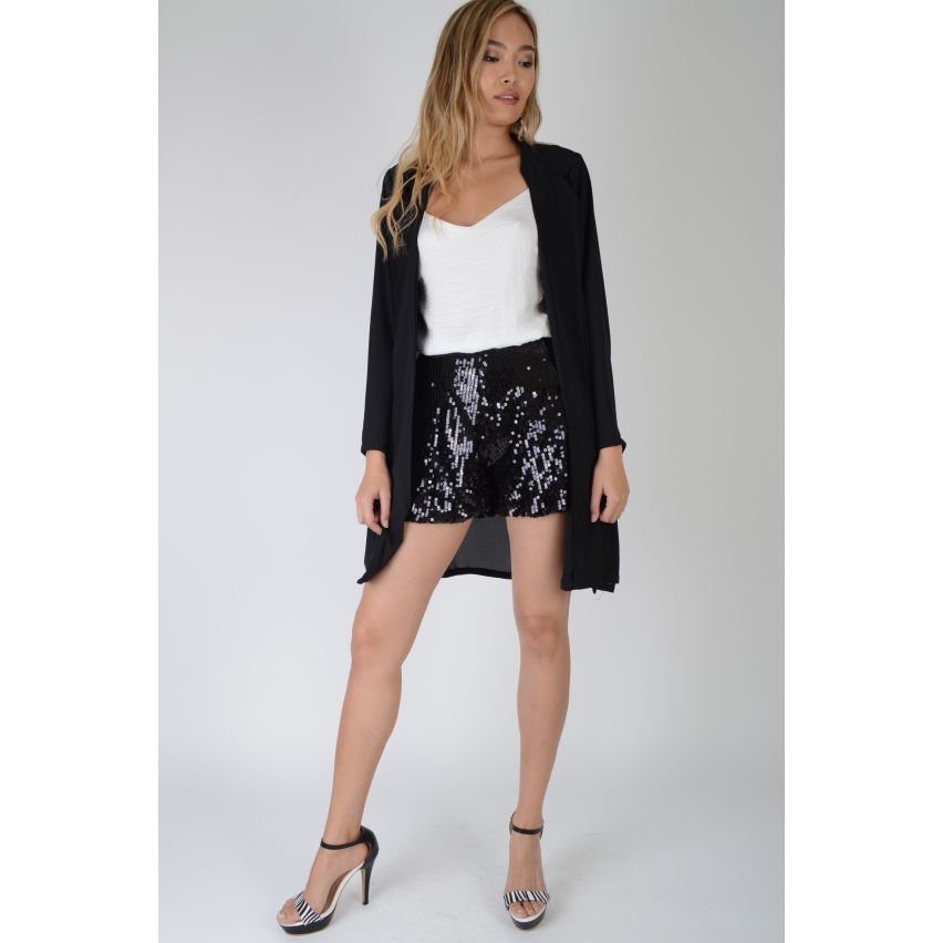 Lovemystyle Long Sleeve Thin Knit Black Blazer Jacket