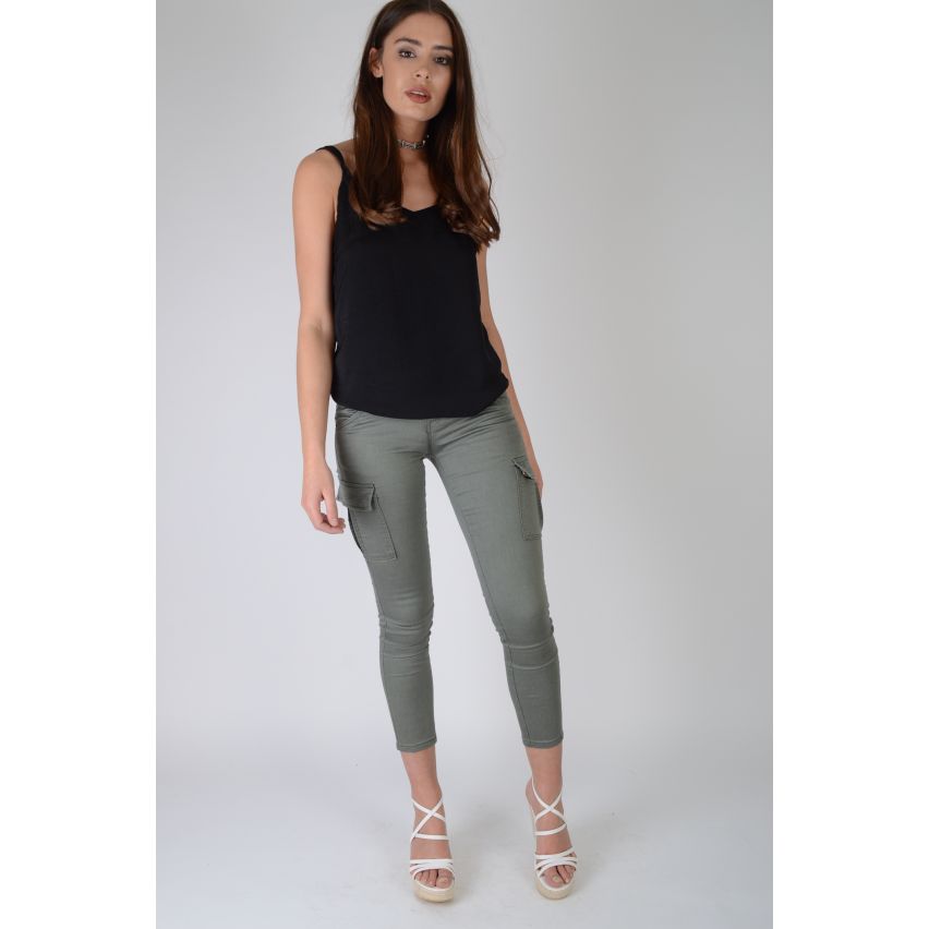 Lovemystyle nero Cami Vest Top con doppio cinturino