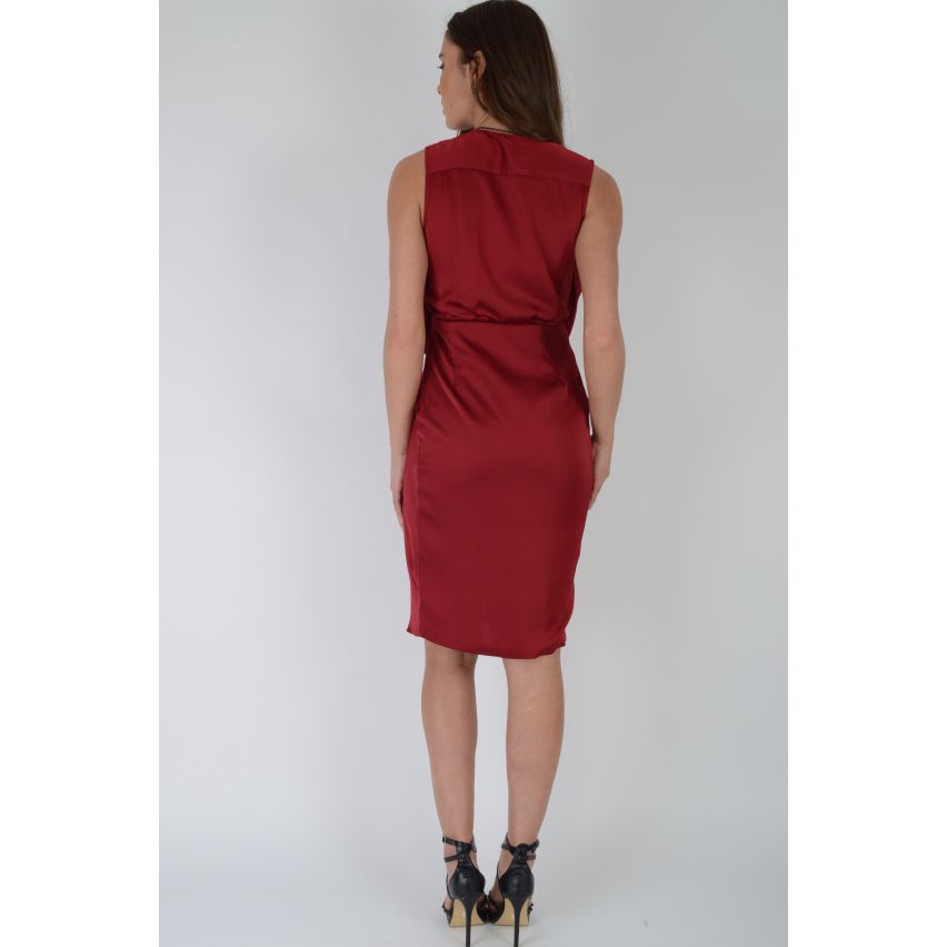 Lovemystyle rouge plongée Cowl Neck Midi robe avec côté Split