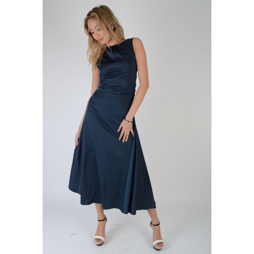 Lovemystyle Navy Maxi Dress With Flare Skirt And Cowl Back - SAMPLE