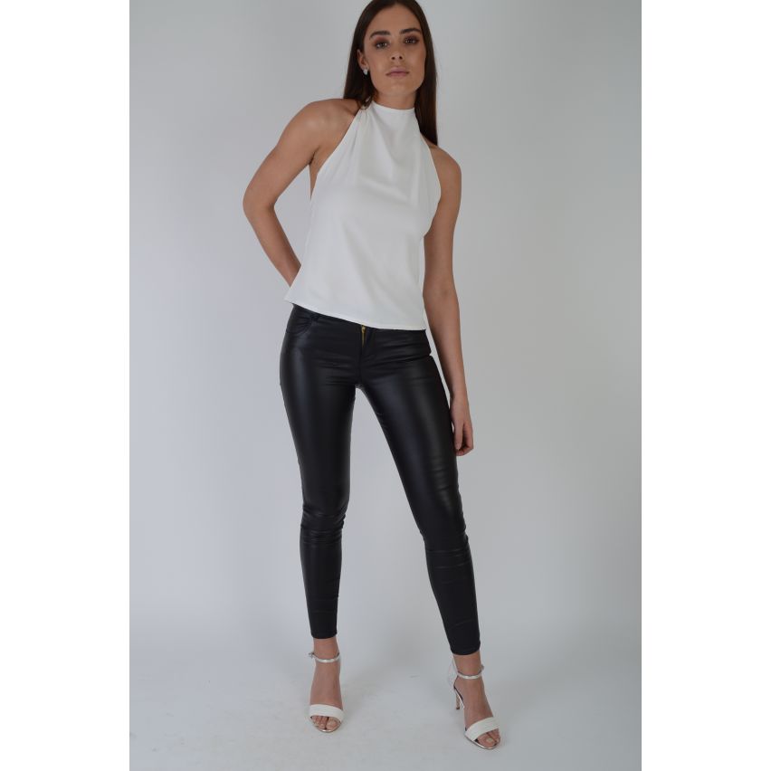 Lovemystyle weiß Neckholder Oberteil mit Reißverschluss auf der Rückseite
