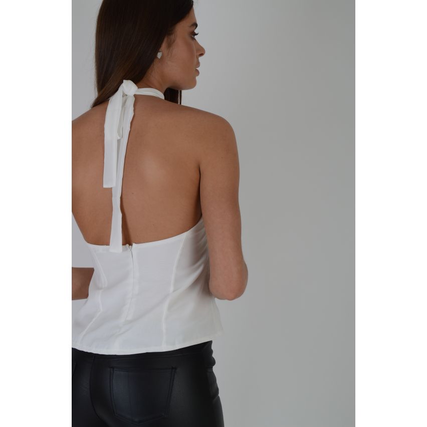 Lovemystyle weiß Neckholder Oberteil mit Reißverschluss auf der Rückseite