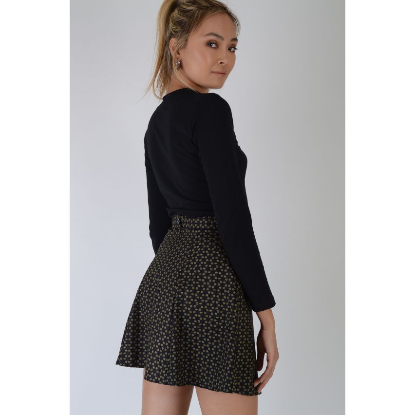 Lovemystyle negro Floral estampado Mini falda - muestra