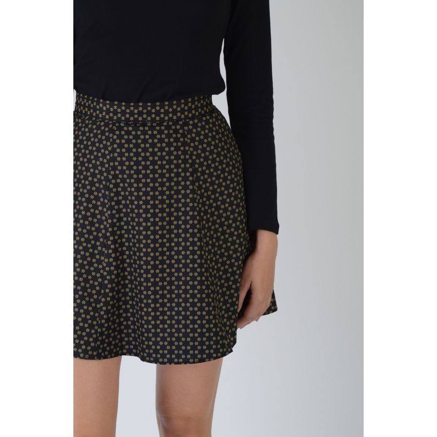 Lovemystyle negro Floral estampado Mini falda - muestra