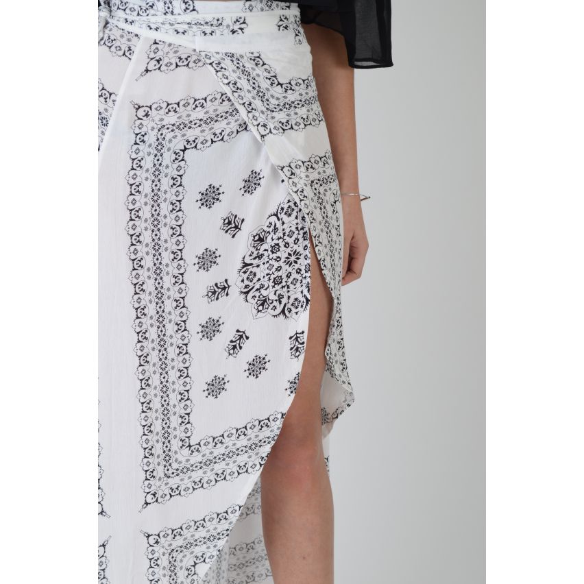 Lovemystyle weiß bedruckt Maxirock mit Gespaltete Front
