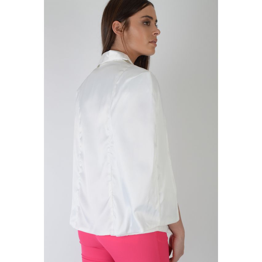 Lovemystyle White Blazer With Cape Split Sleeves - SAMPLE
