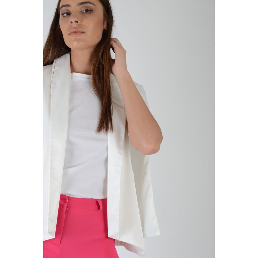 Lovemystyle White Blazer With Cape Split Sleeves - SAMPLE