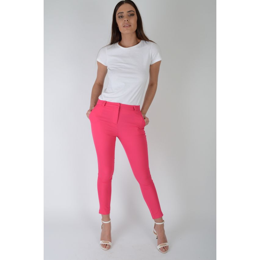 Lovemystyle Fitted Low Rise Tailored Trousers In Hot Pink - SAMPLE