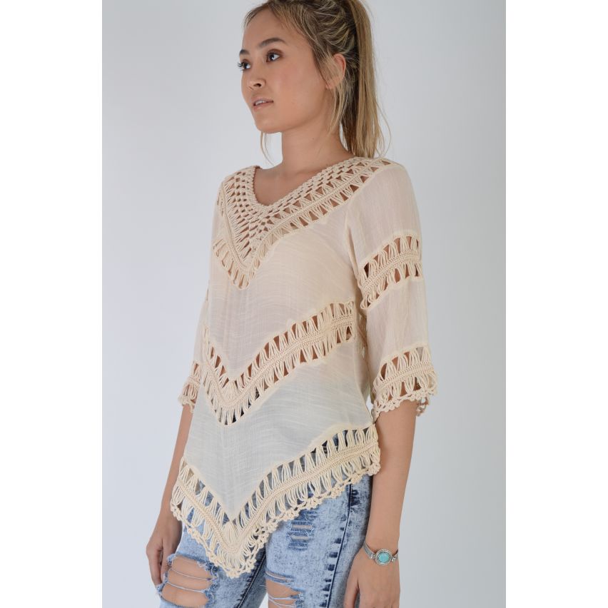 Lovemystyle häkeln Insert nackt Kimono Stil Spitzentop