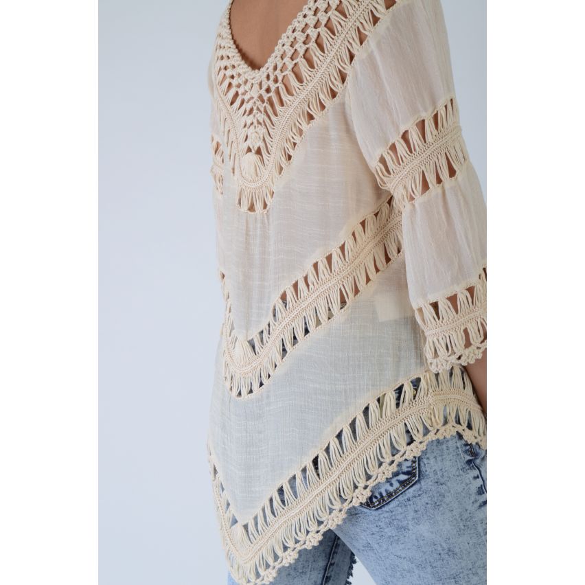 Lovemystyle häkeln Insert nackt Kimono Stil Spitzentop