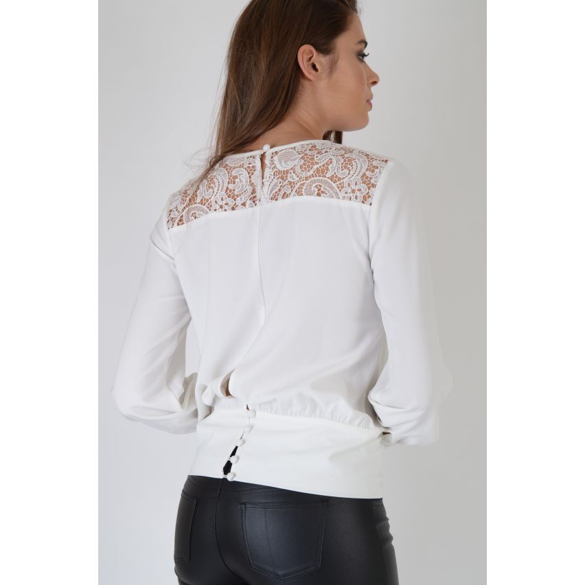 Lovemystyle Chiffon Langarm Top mit Spitzeneinsätzen Detail