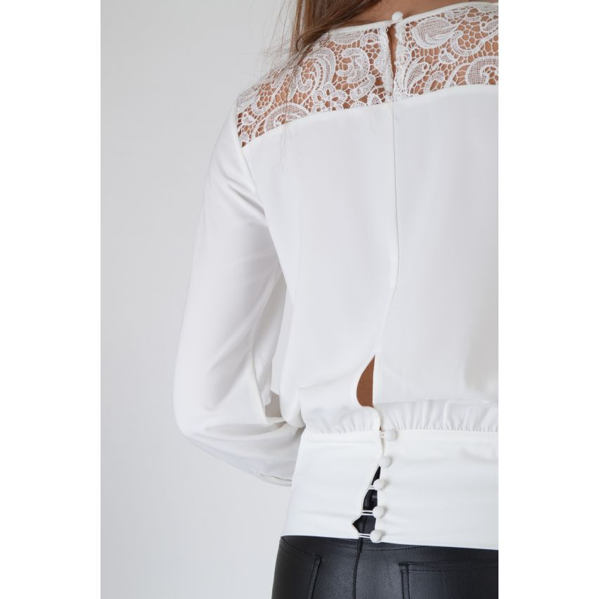 Lovemystyle Chiffon Langarm Top mit Spitzeneinsätzen Detail