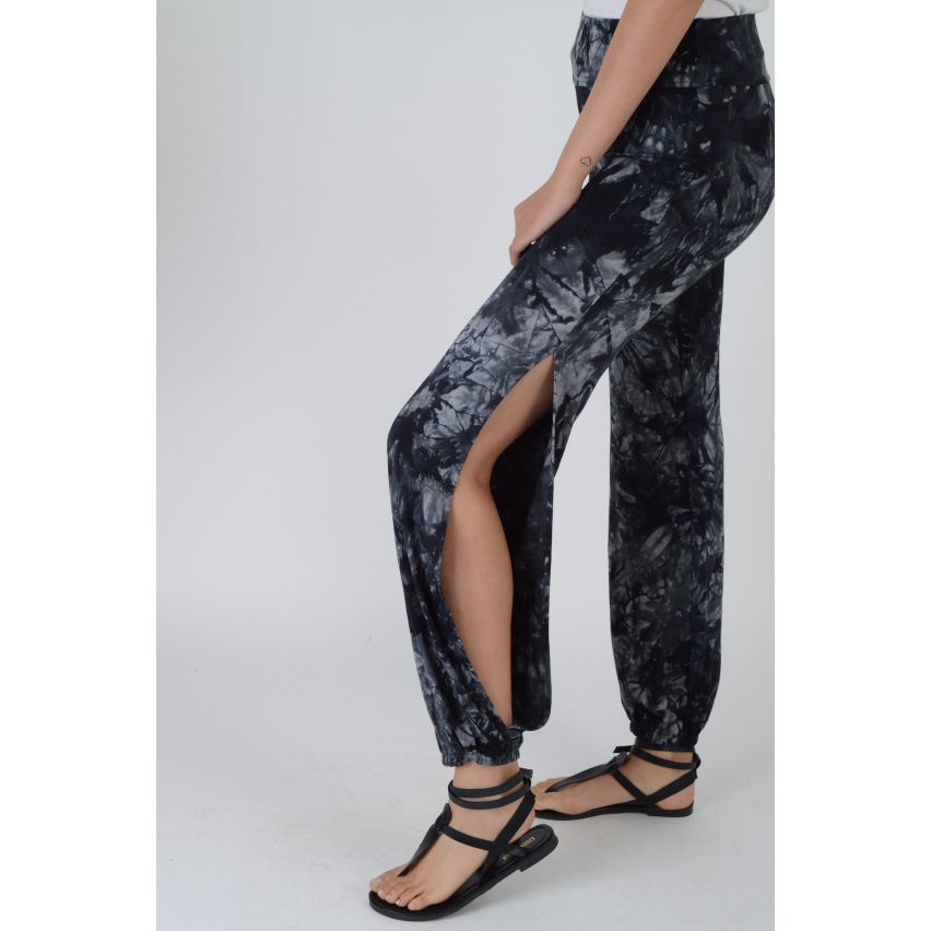 Lovemystyle Relaxed Fit Blue Tie Dye High Waisted Trousers - SAMPLE