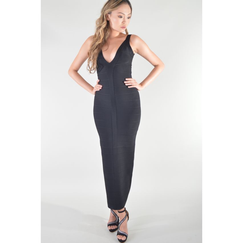 Lovemystyle lange Maxi Bandage Kleid In schwarz