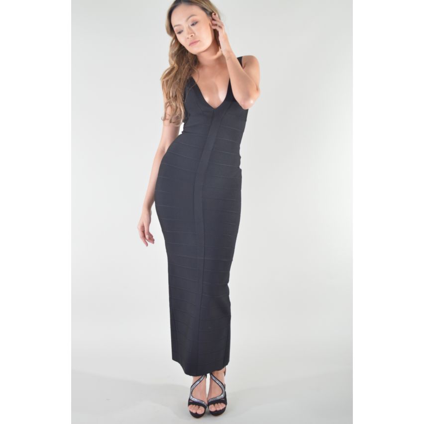 Lovemystyle Long Maxi Bandage Dress In Black