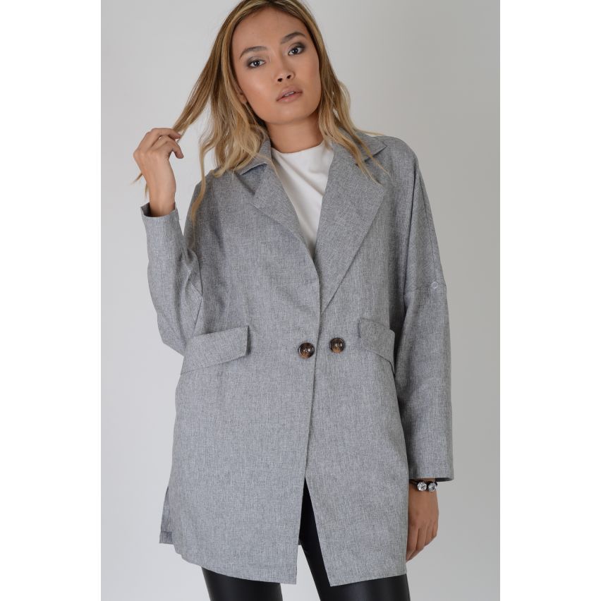 Lovemystyle Grau über große strukturierte Mantel mit großen Knöpfen