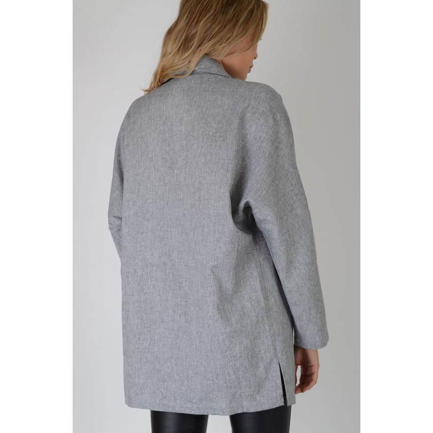 Lovemystyle grigio sopra dimensione cappotto strutturato con tasti di grandi dimensioni