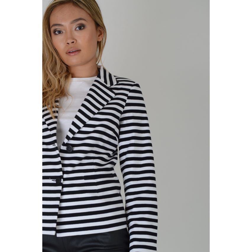 Lovemystyle zwart / wit gestreepte Blazer vest met knop