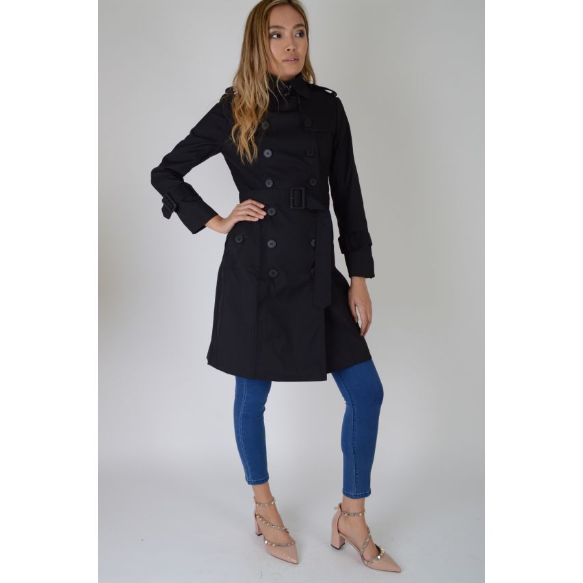 Lovemystyle Classic Black Trench Style Rain Coat - SAMPLE
