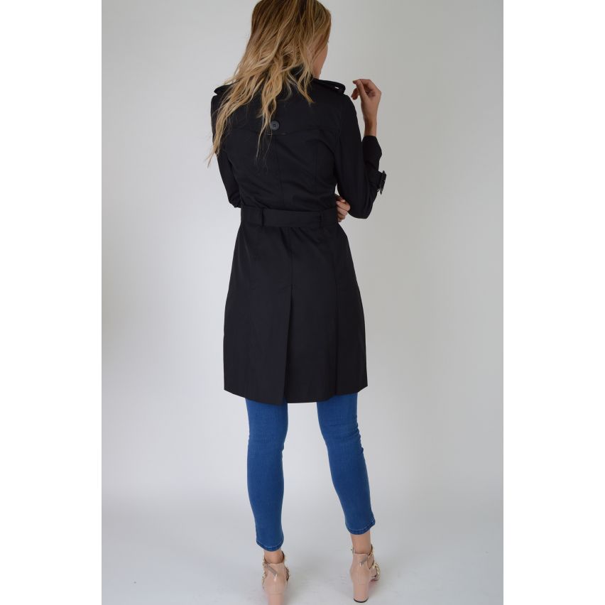 Lovemystyle Classic Black Trench Style Rain Coat - SAMPLE