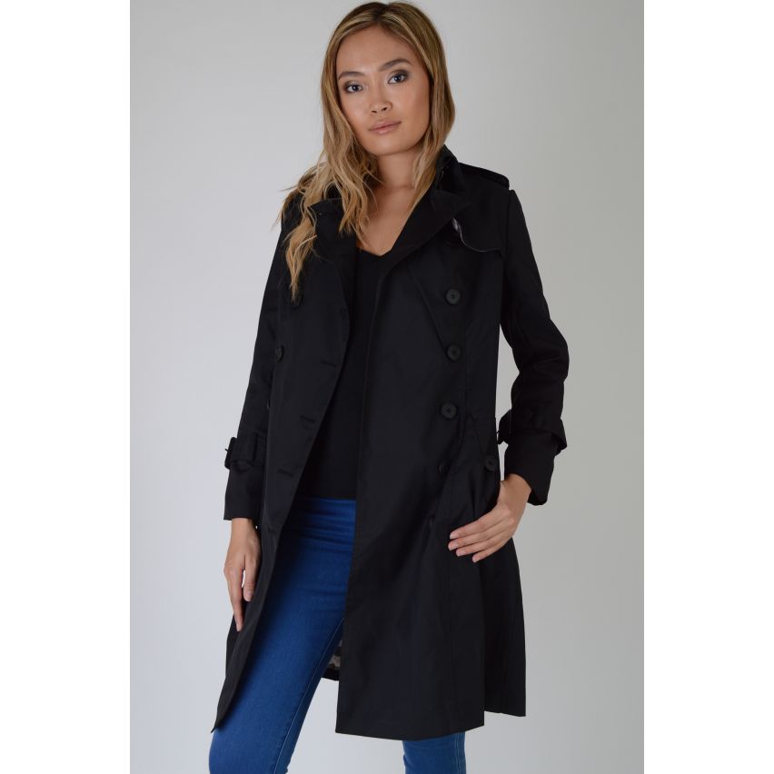 Lovemystyle Classic negro estilo lluvia gabardina - muestra