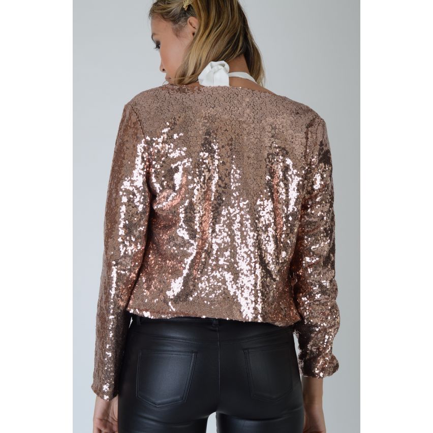 Lovemystyle koper goud overal Sequin waterval jas